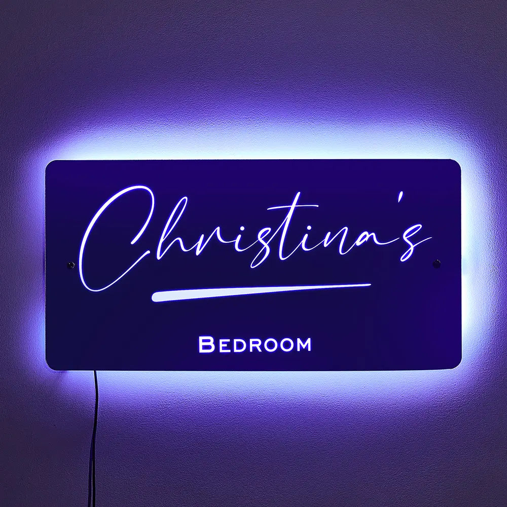 Personalised Name Mirror Sign, LED Custom Illuminated Light Up Bedroom Sign