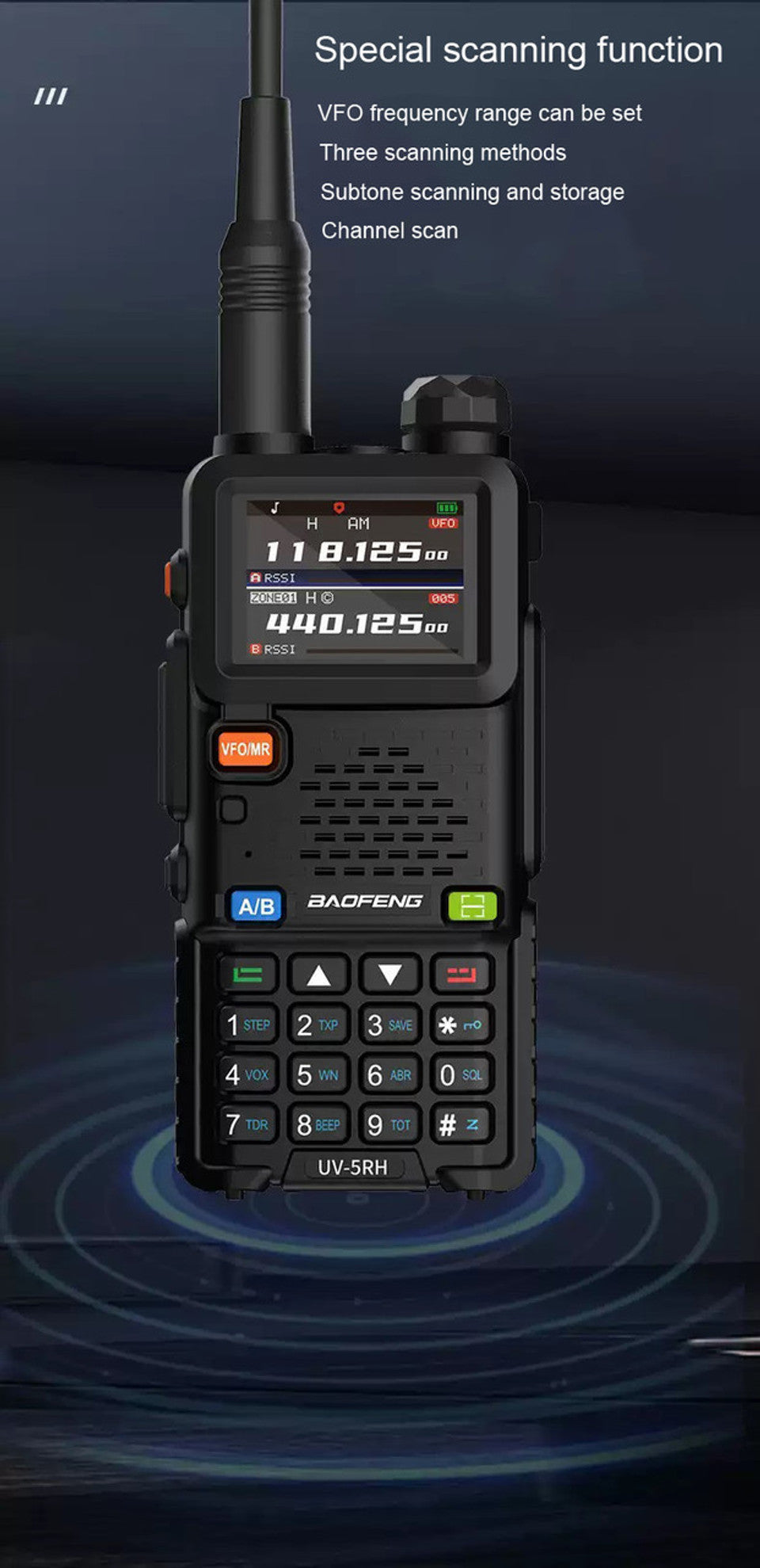 Baofeng UV 5RH PRO Waterproof Walkie Talkie UHF/VHF 1W Long Range Radio