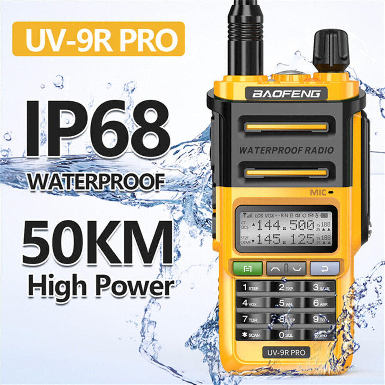 Baofeng UV 9R PRO Waterproof UHF/VHF 8W Long Range Radio Walkie Talkie + Earpce