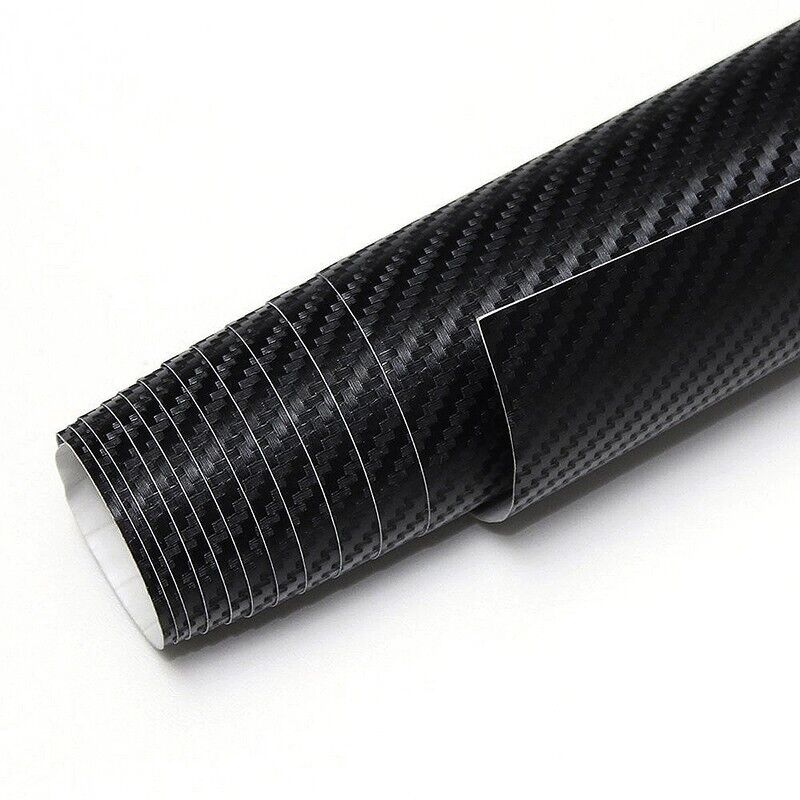 30x152cm PVC 5D Carbon Fiber Vinyl Foil Film Car Wrap Roll Sticker Decal Black