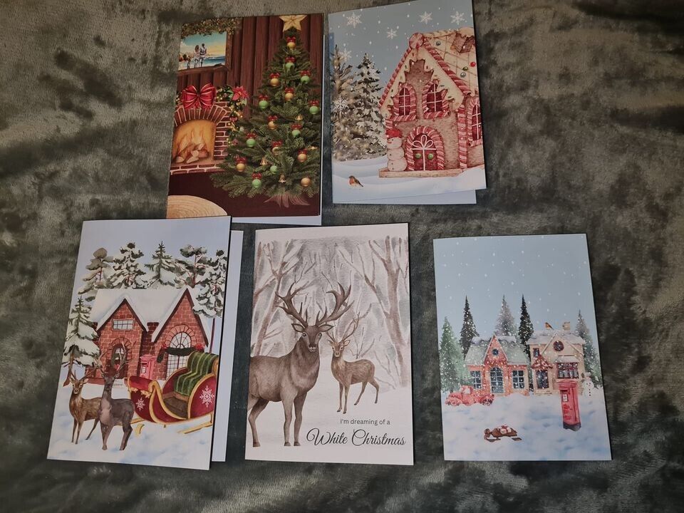 Pack of 10 Christmas Cards Winter Scenery Professionally Designed With Envelopes