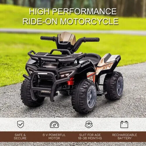 HOMCOM 6V Kids Electric Ride on Car Toddler Quad Bike ATV for 18-36 month Black