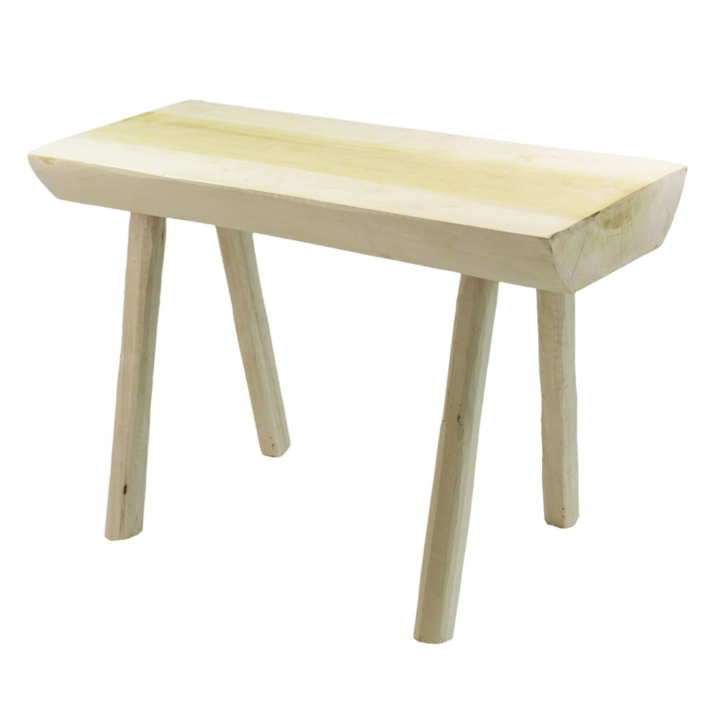 Handmade Wooden Stool Light Brown Traditional Milking Chair Kitchen Rustic Seat