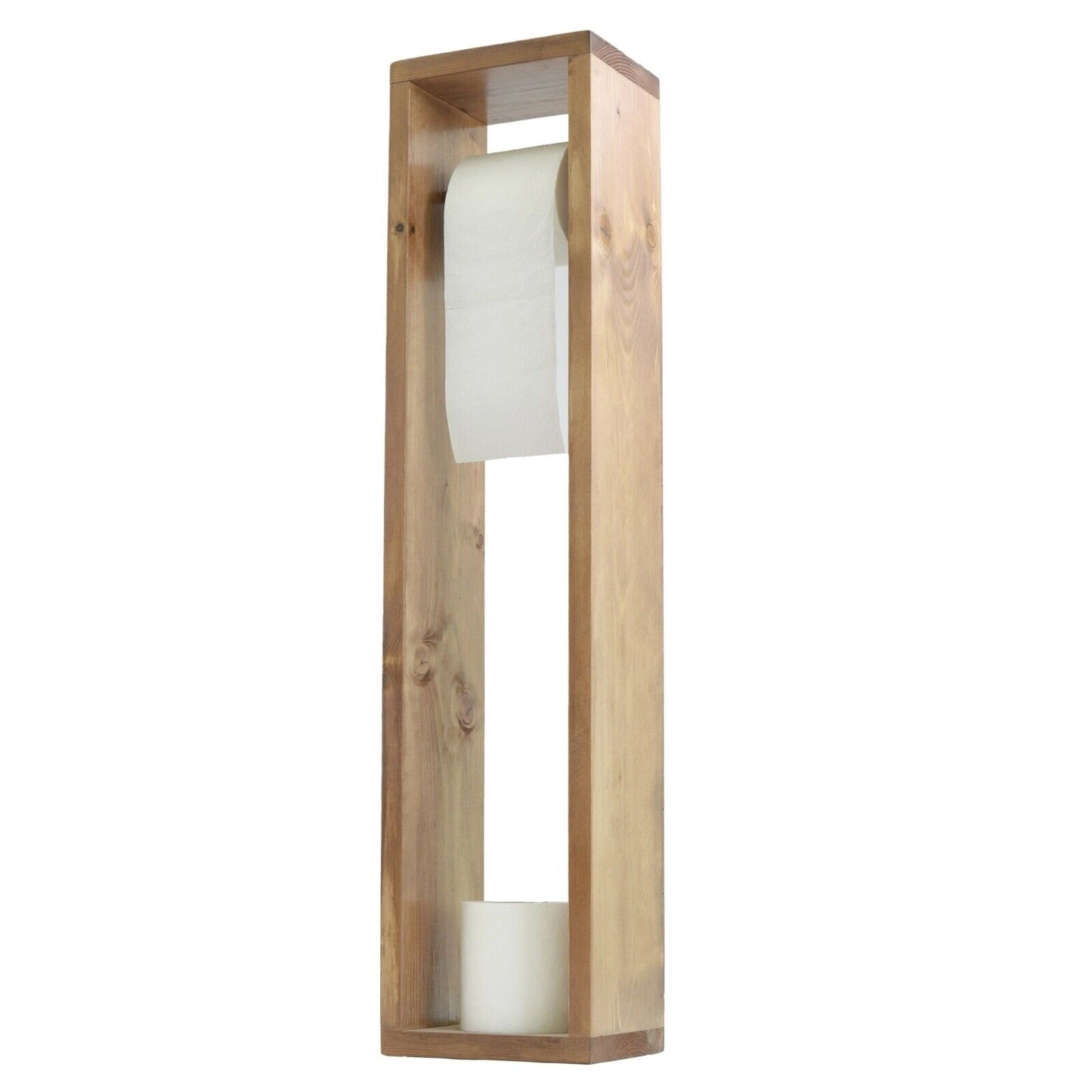 Wooden Handmade Free Standing Toilet Paper Roll Tower Bathroom Storage