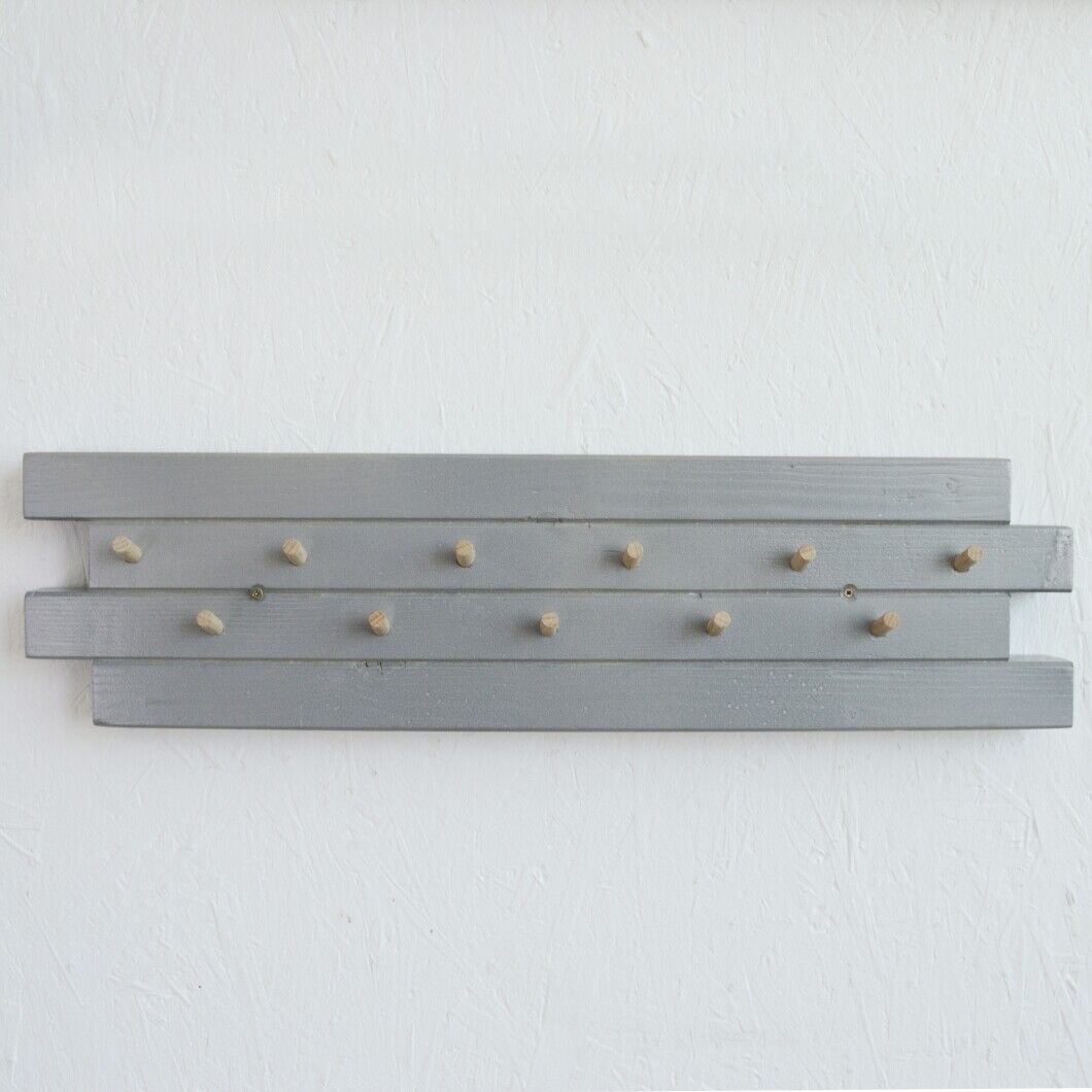 11 Hooks Coat Hat Clothes Robe Holder Rack Hook Wall Hanger Wooden ECO UK