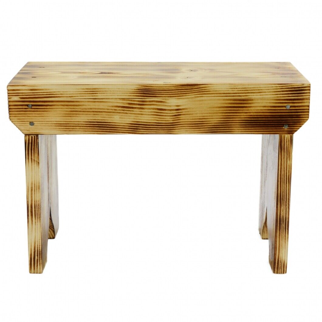 Natural Wooden Step Stool Rustic Shabby Chic Rectangle Seat Multiple Scandinavia