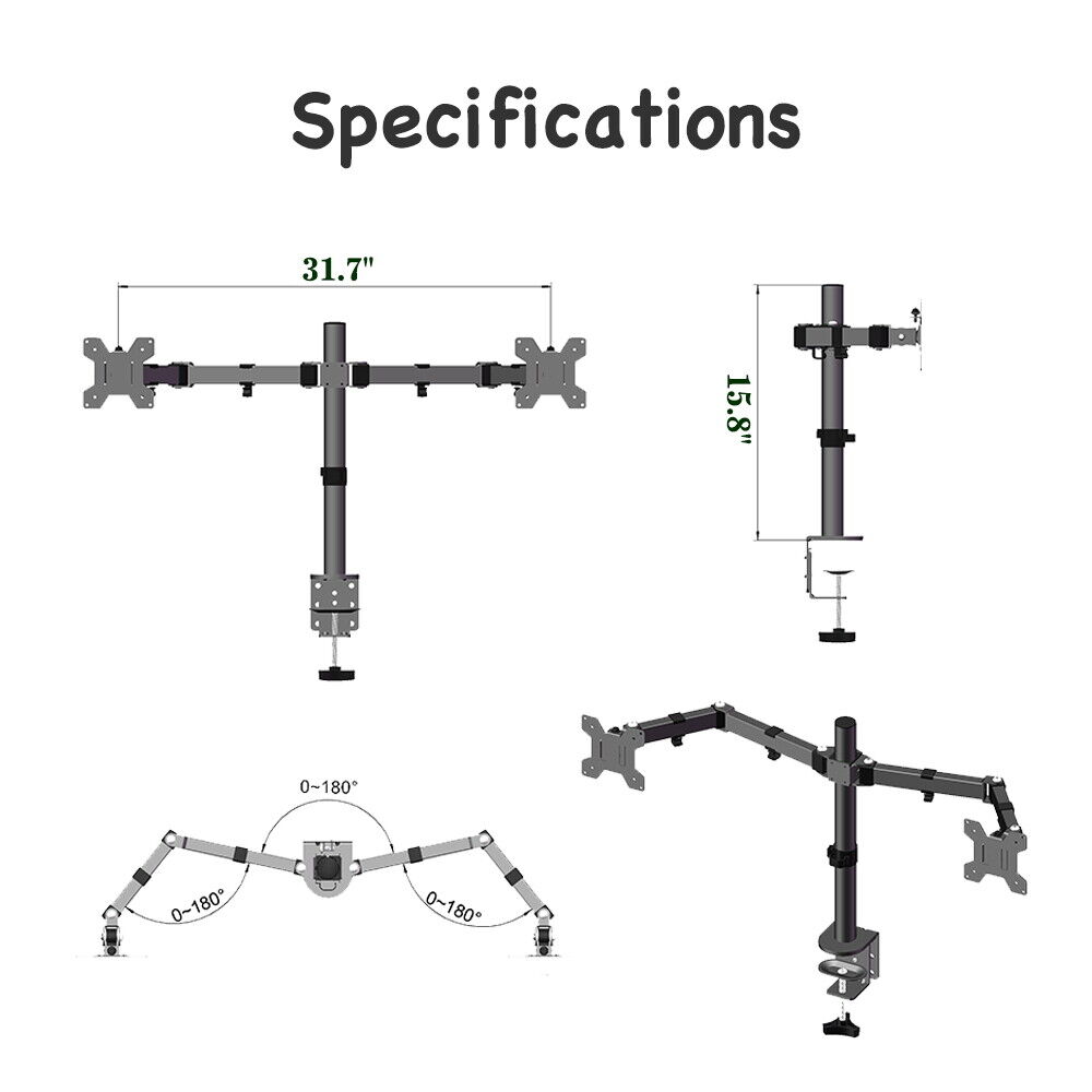 TV Stand Bracket DeskTop Monitor Table Double Fixed or Freestanding 13-27 inch