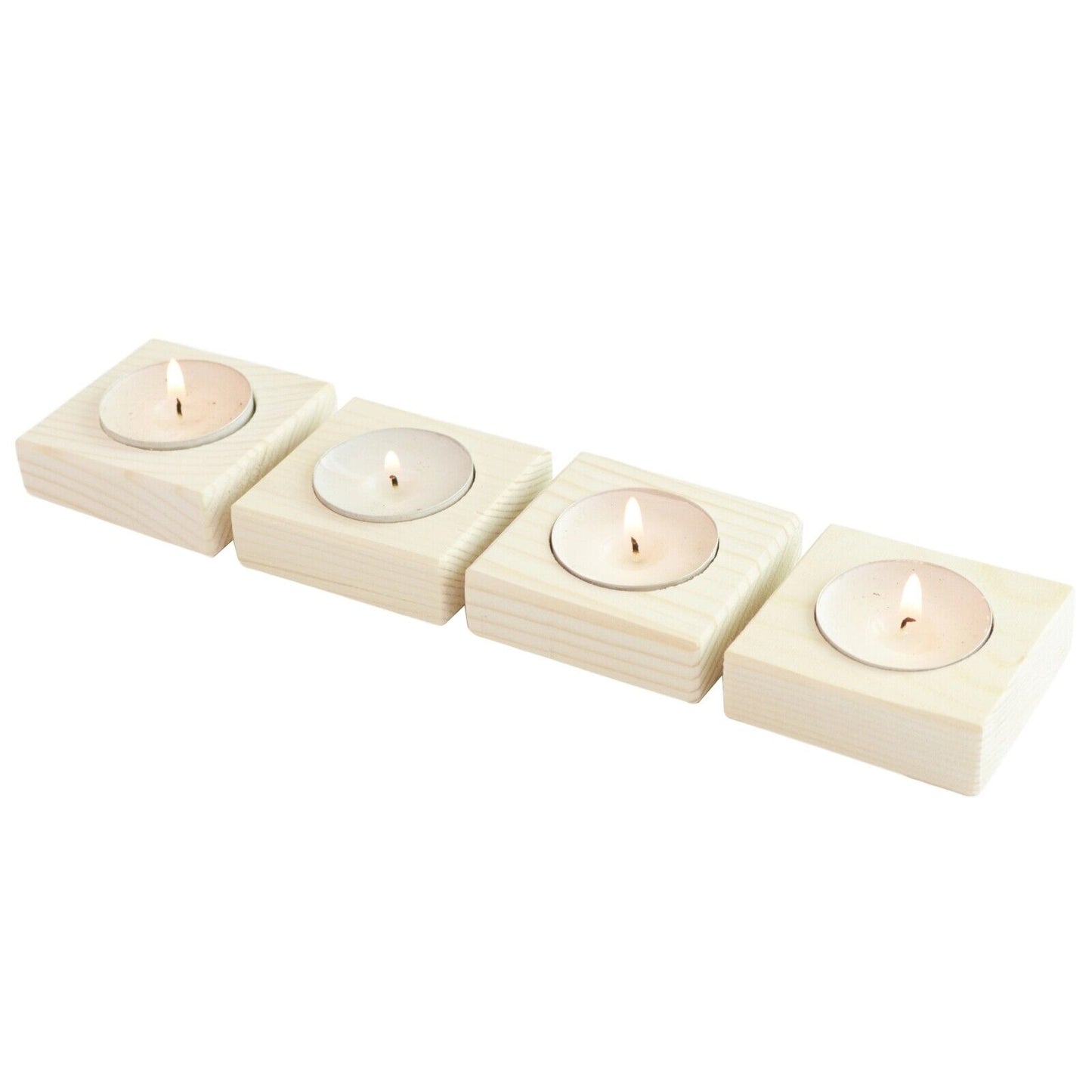 4 Tea Light Candle Holder Table Centerpiece Christmas Wedding Decorative Wood