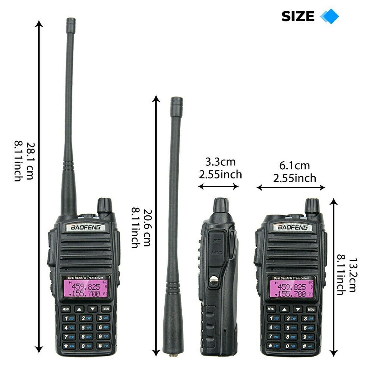 Upgraded BAOFENG UV-82 8W High Power Dual Band VHF/UHF Walkie Talkie + Earpiece