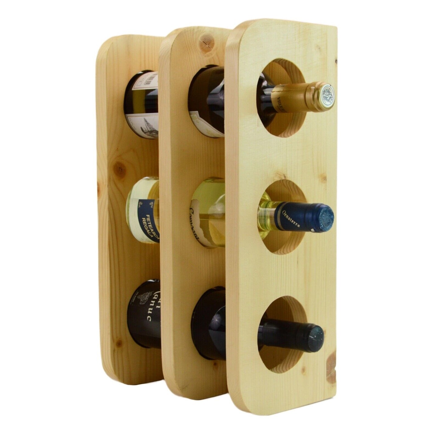 Wooden Wine Rack 6 Bottle Storage Crate Holder Store Cabinet Natural Lacquer