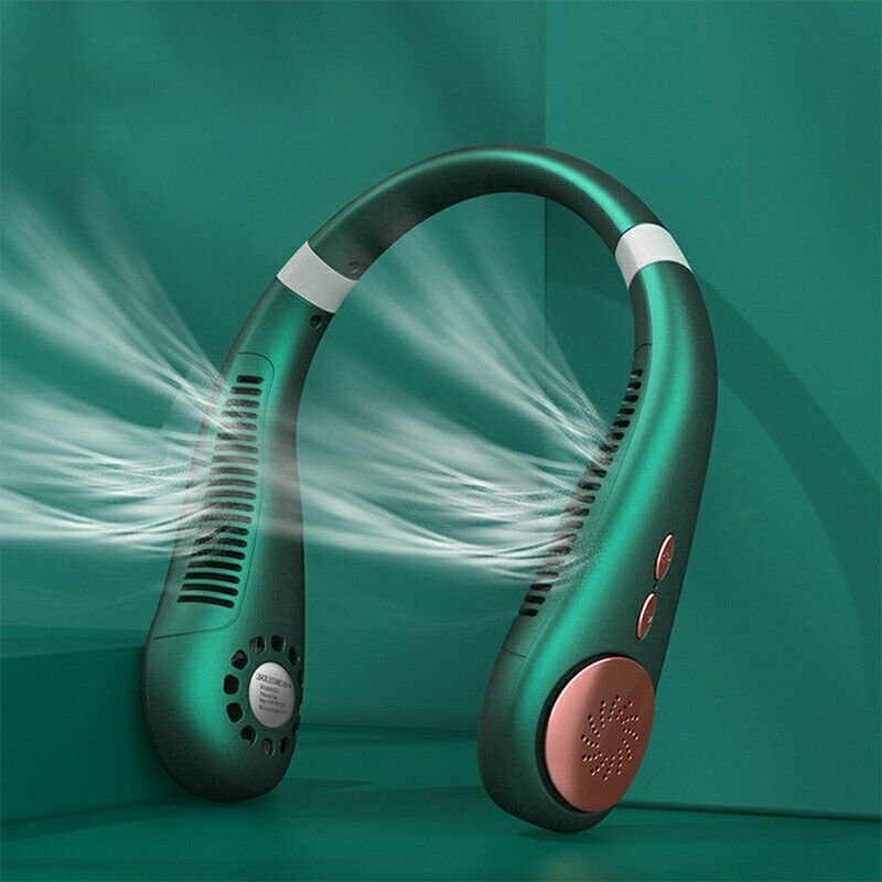 Portable Mini Neck Fan Hanging USB Rechargeable Air Cooler Leafless Fan 2400mah