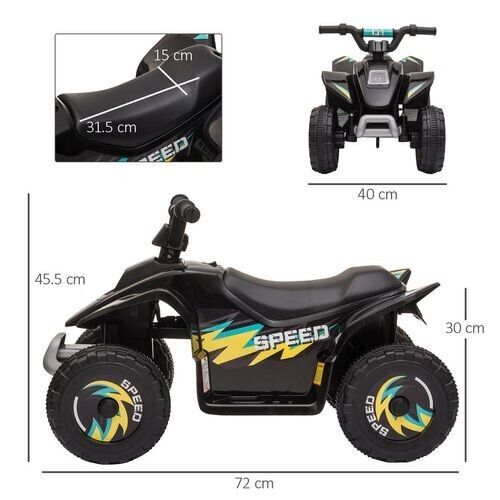 HOMCOM 6V Kids Electric Ride on Car Toddler Quad Bike With Big Wheels Black