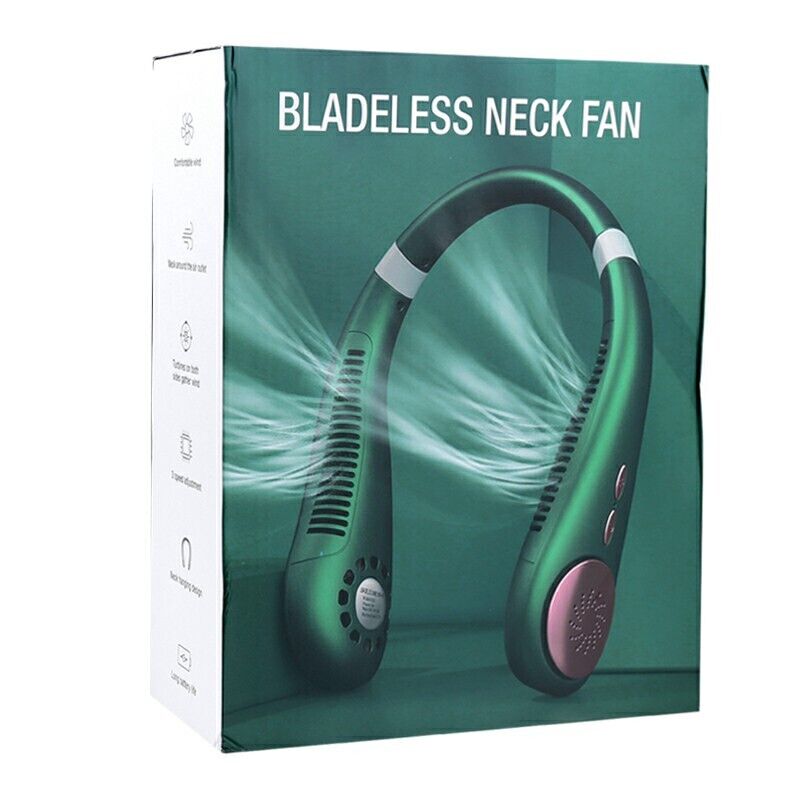 Portable Mini Neck Fan Hanging USB Rechargeable Air Cooler Leafless Fan 2400mah