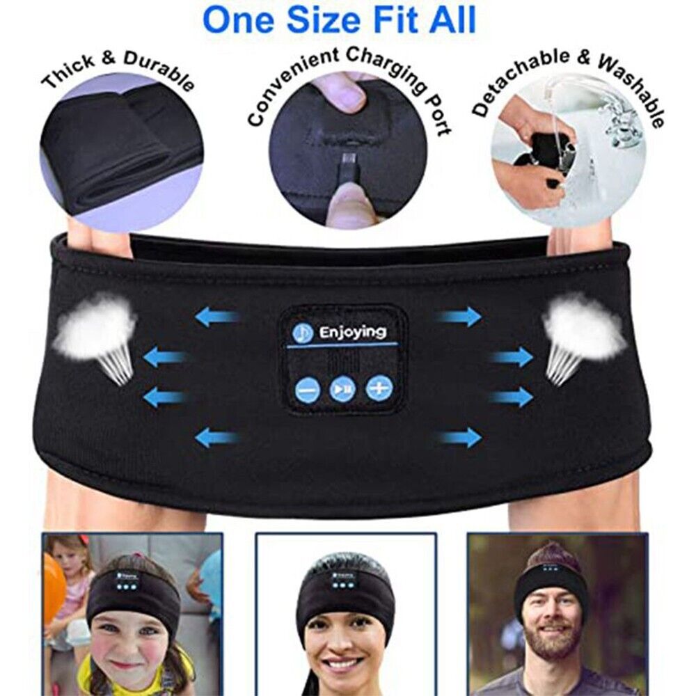 Wireless Bluetooth Headband Sleeping Eye Mask Headphones Headset Music Sports