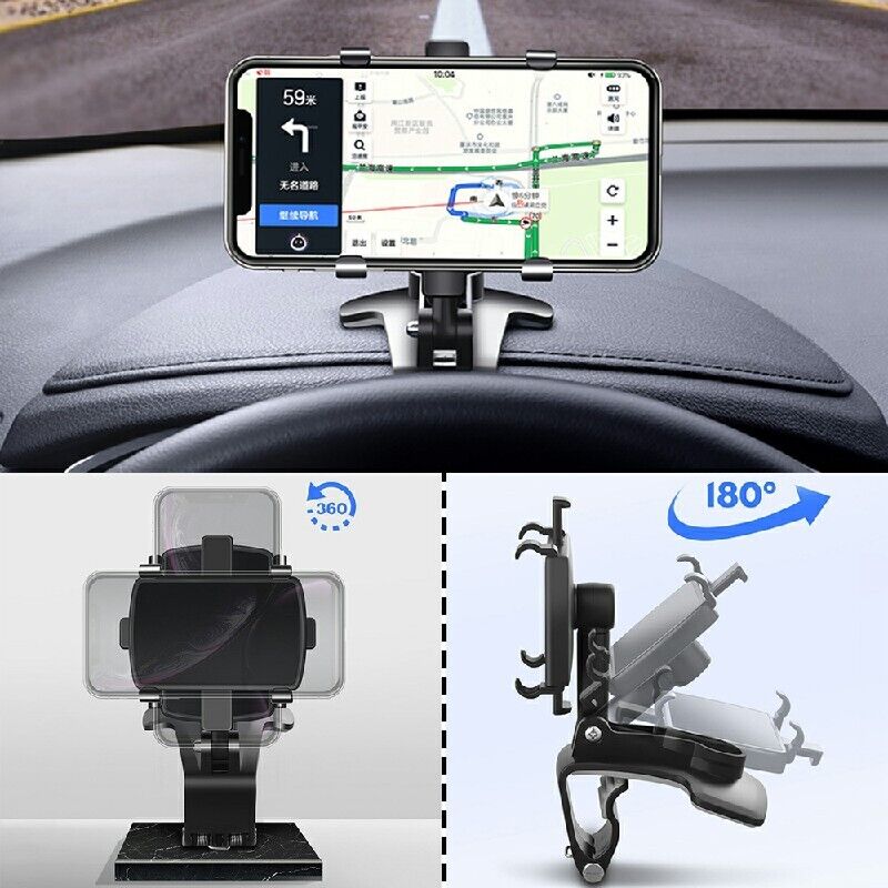Car Mobile Phone Holder Clamp Clip On Dashboard Cradle Stand For iPhone Samsung