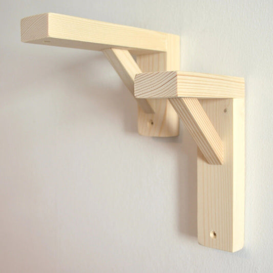 Latxot Woodwork Natural Pine Wooden Shelf Brackets Bracket Multiple Dimensions