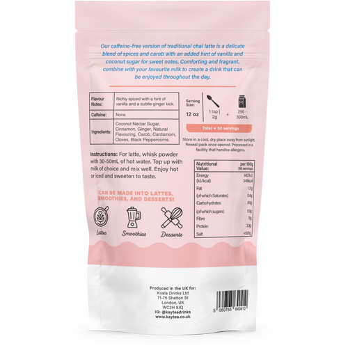 Natural Healthy Range of Powdered Latte Blends Superfood Dairy Free (100g)