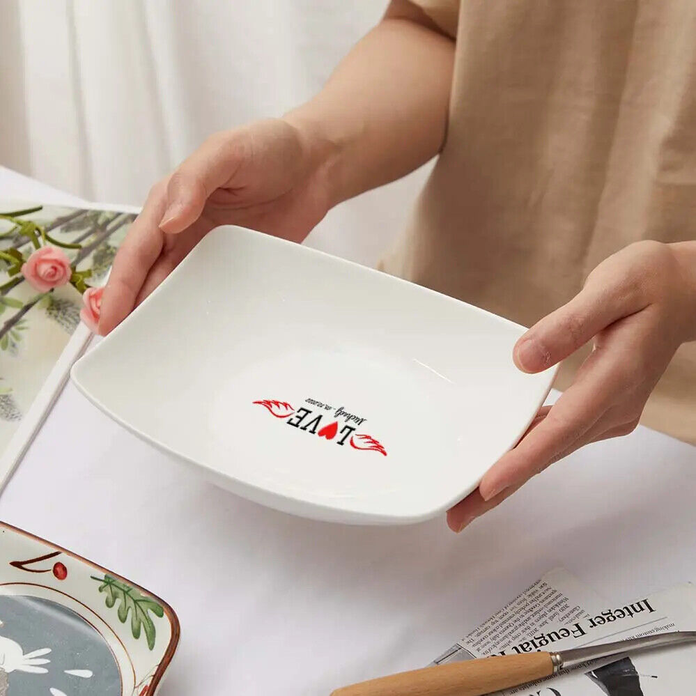 Personalized Name Platters Engraved Flower Tableware Plate