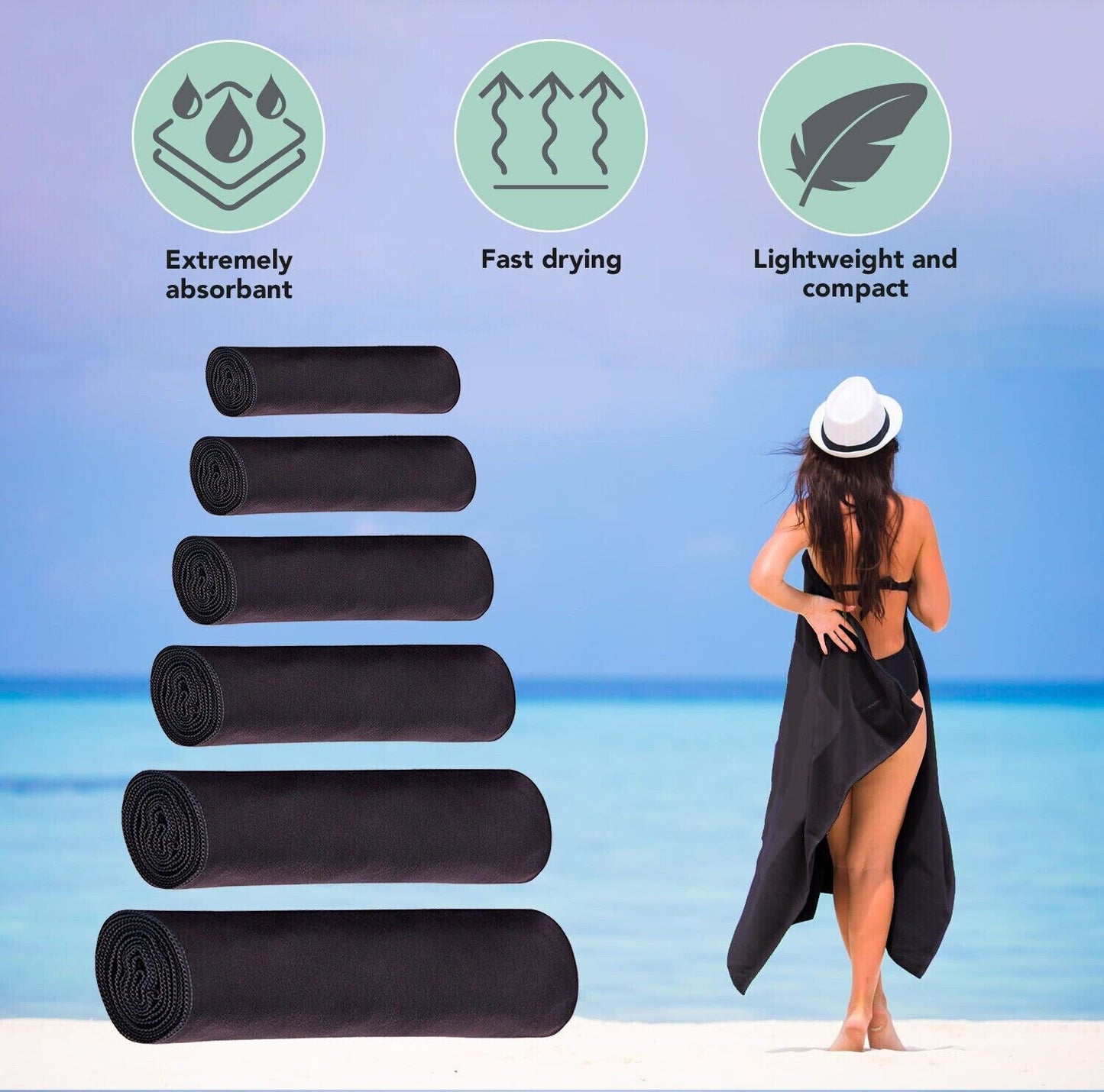Microfiber Towel Sport Bath Gym Quick Drying Travel Swimming Camping Beach Towel