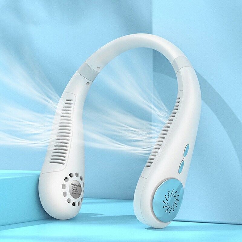 Portable Mini Neck Fan Hanging USB Rechargeable Air Cooler Leafless Fan 2400mah
