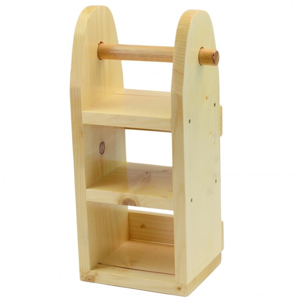Wooden Toilet Paper Roll Holder Bathroom Storage Shelf Natural Wood Wall Mounted