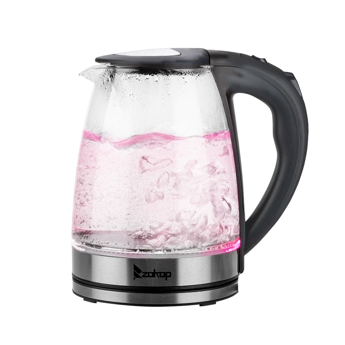 Electric Kettle 220V 2000W 1.8L LED Illuminate 360 Cordless Glass Kettle UK Plug