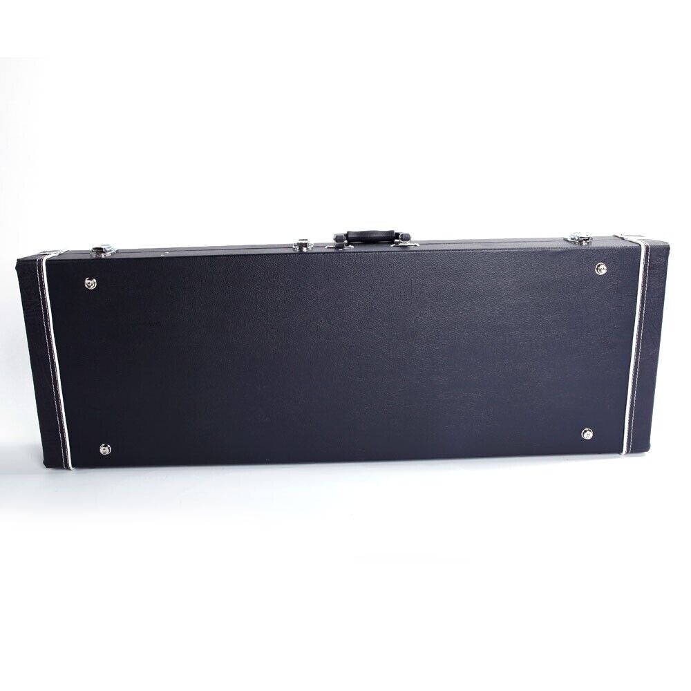 Glarry Microgroove Leather Electric Guitar Hardshell Case Black Square Lockable