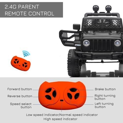 HOMCOM 12V Kids Electric Ride on Car Toddler Truck Off Road Remote Control Black