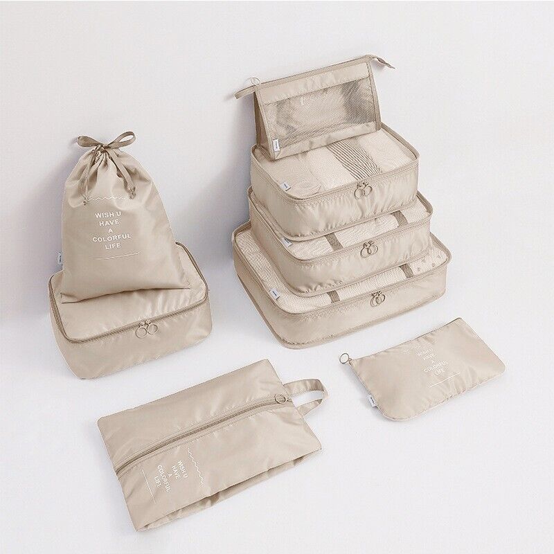 8 Pieces Organiser Set Luggage Suitcase Storage Bags Packing Travel Cubes UK