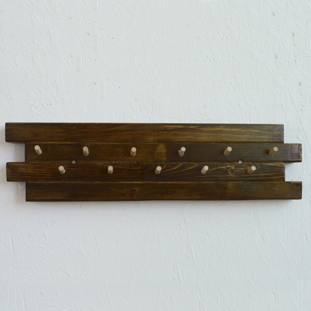 11 Hooks Coat Hat Clothes Robe Holder Rack Hook Wall Hanger Wooden ECO UK