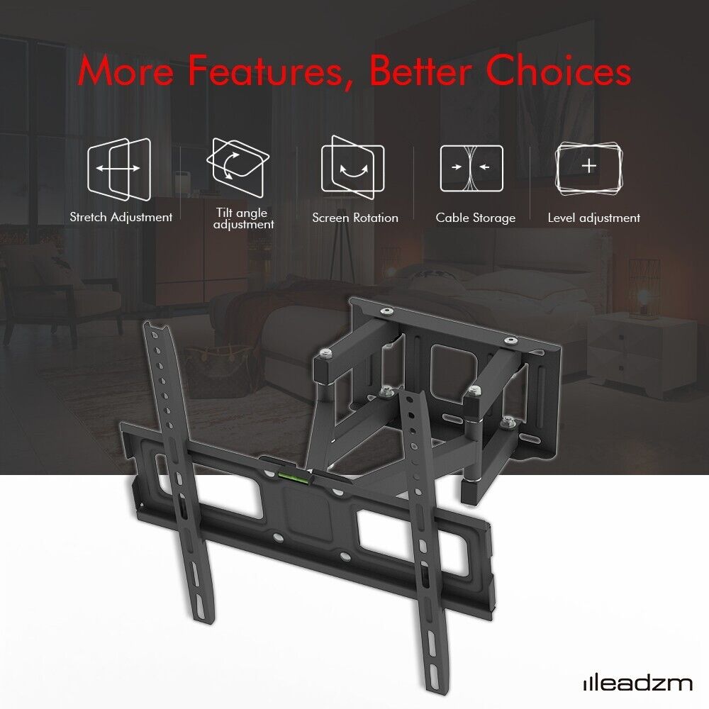 TV Stand Bracket Large Wall Mounted Adjustable 26-55 inch TV LEADZM 2023
