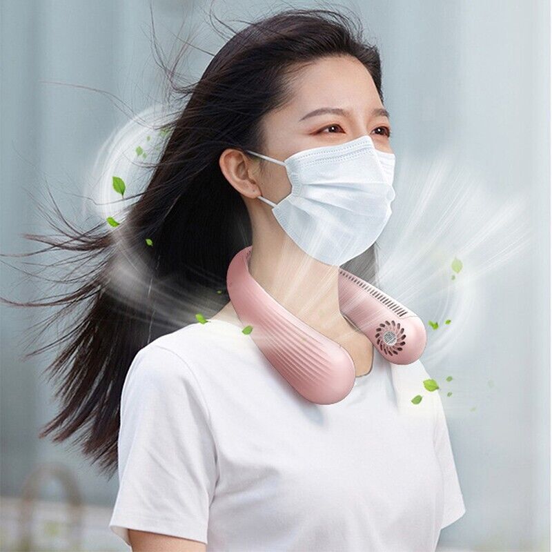 Portable Hanging Neck Fan Bladeless Hands Free Fan with 3 Speeds Rechargeable