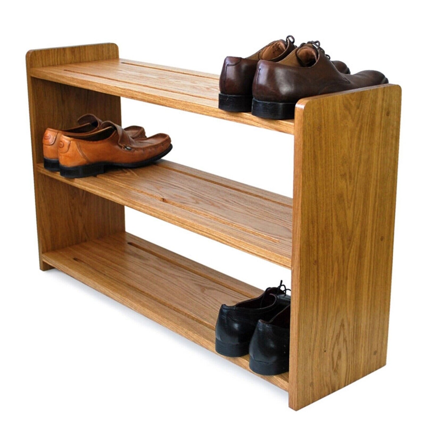 2/3 TIERS Handmade Shoe Rack Footwear Organiser Wooden Storage Shelves Stand UK