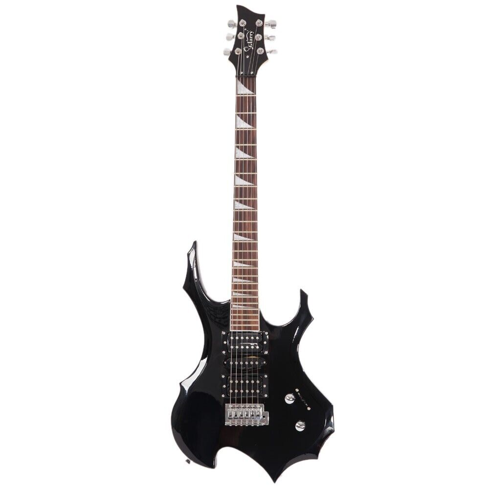 Glarry Flame 24-Frets Electric Guitar Full Set with Bag Pick Strap Tool Black