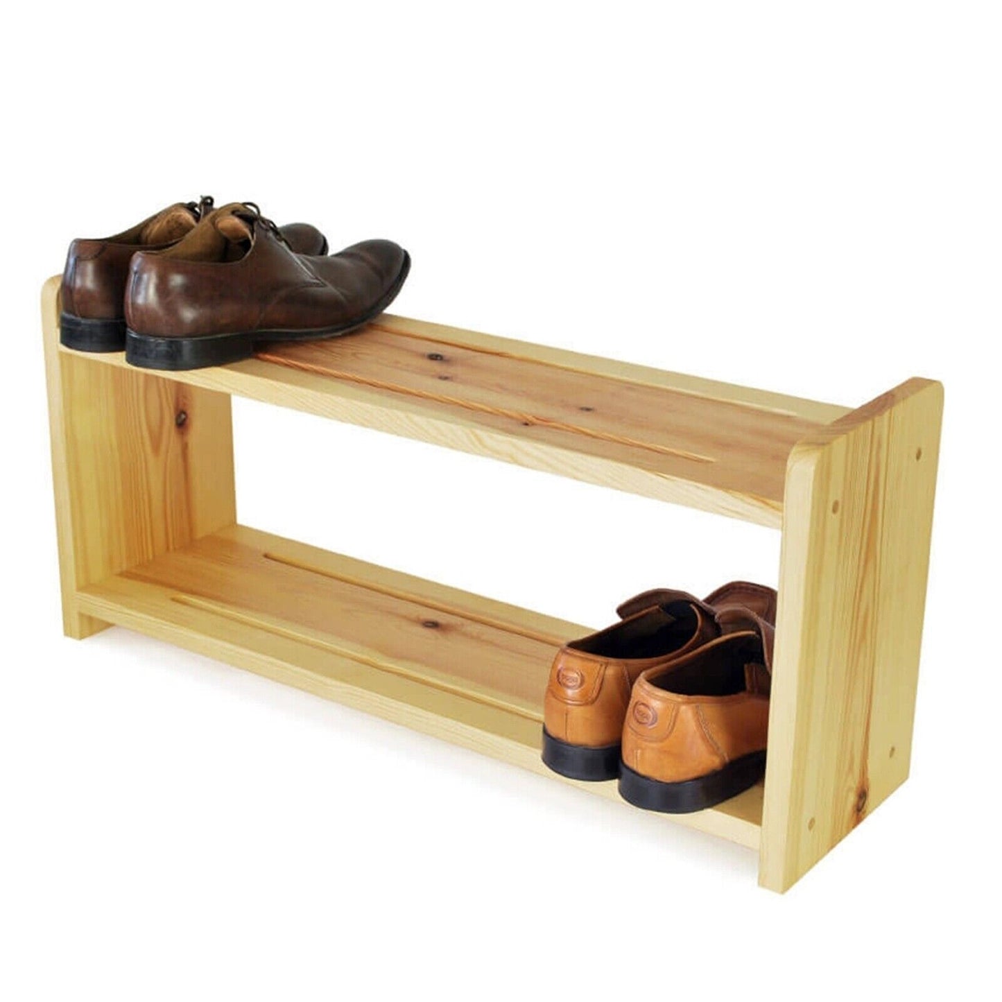 2/3 TIERS Handmade Shoe Rack Footwear Organiser Wooden Storage Shelves Stand UK