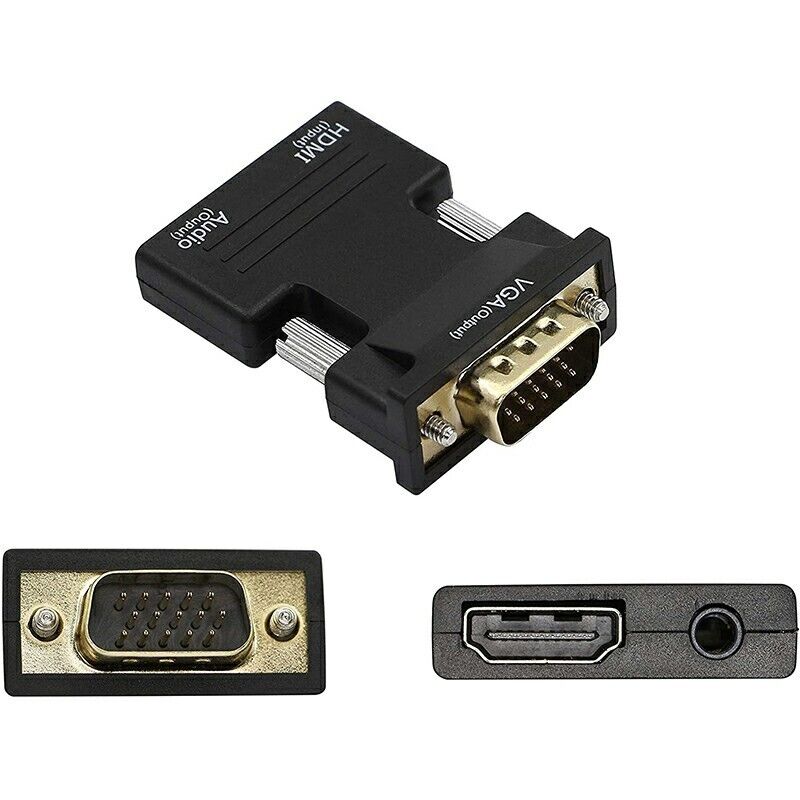 1080P HDMI Female to VGA Male with Audio Output Cable Converter Adapter Lead UK