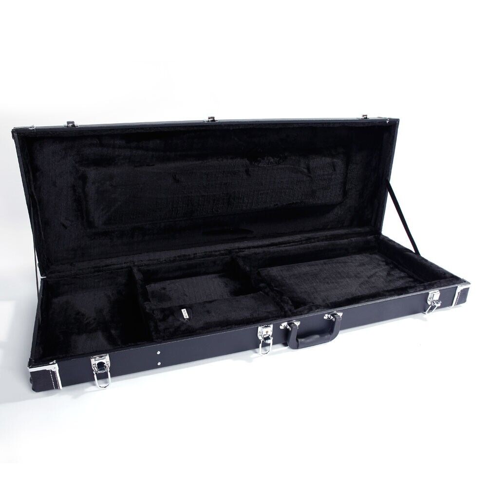 Glarry Microgroove Leather Electric Guitar Hardshell Case Black Square Lockable