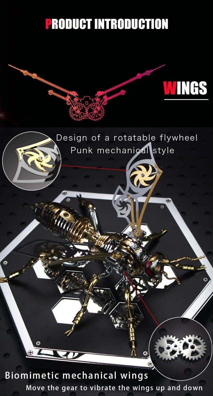 3D Metal Model Kits Wasp Moving Parts Adult Steampunk Mechanical Building Kit