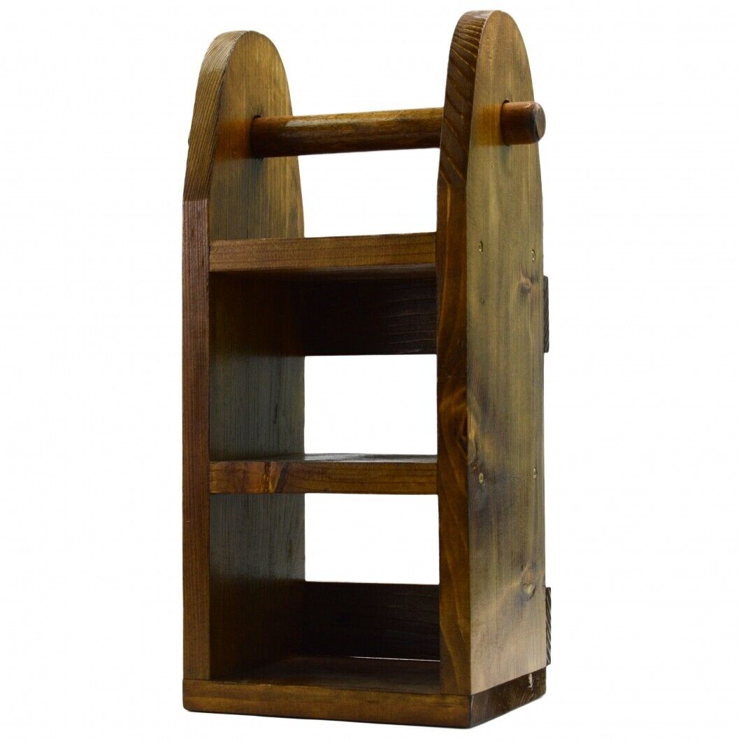 Wooden Toilet Paper Roll Holder Bathroom Storage Shelf Natural Wood Wall Mounted