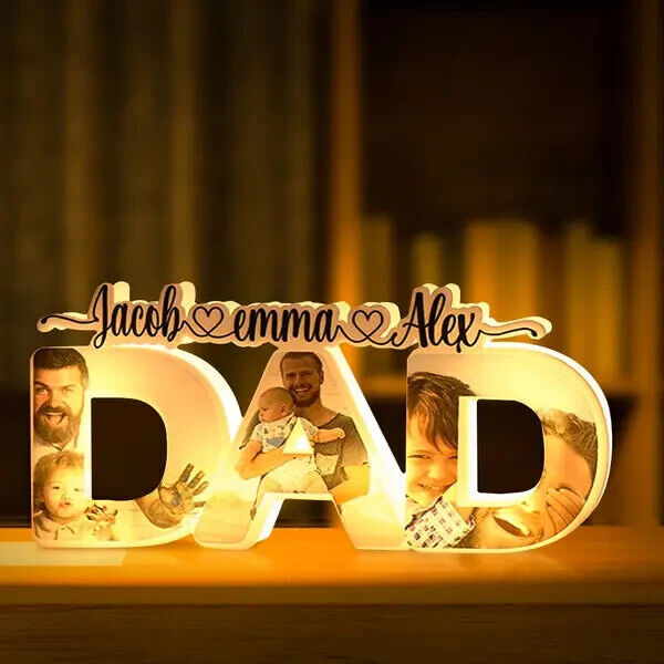 Personalized Father's Day Night Lamp Custom Acrylic Family Photo Dad Night Light