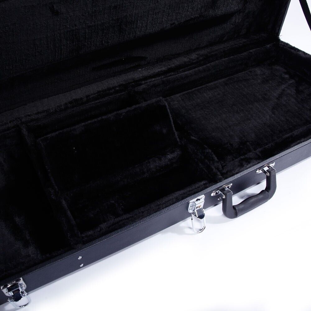 Glarry Microgroove Leather Electric Guitar Hardshell Case Black Square Lockable
