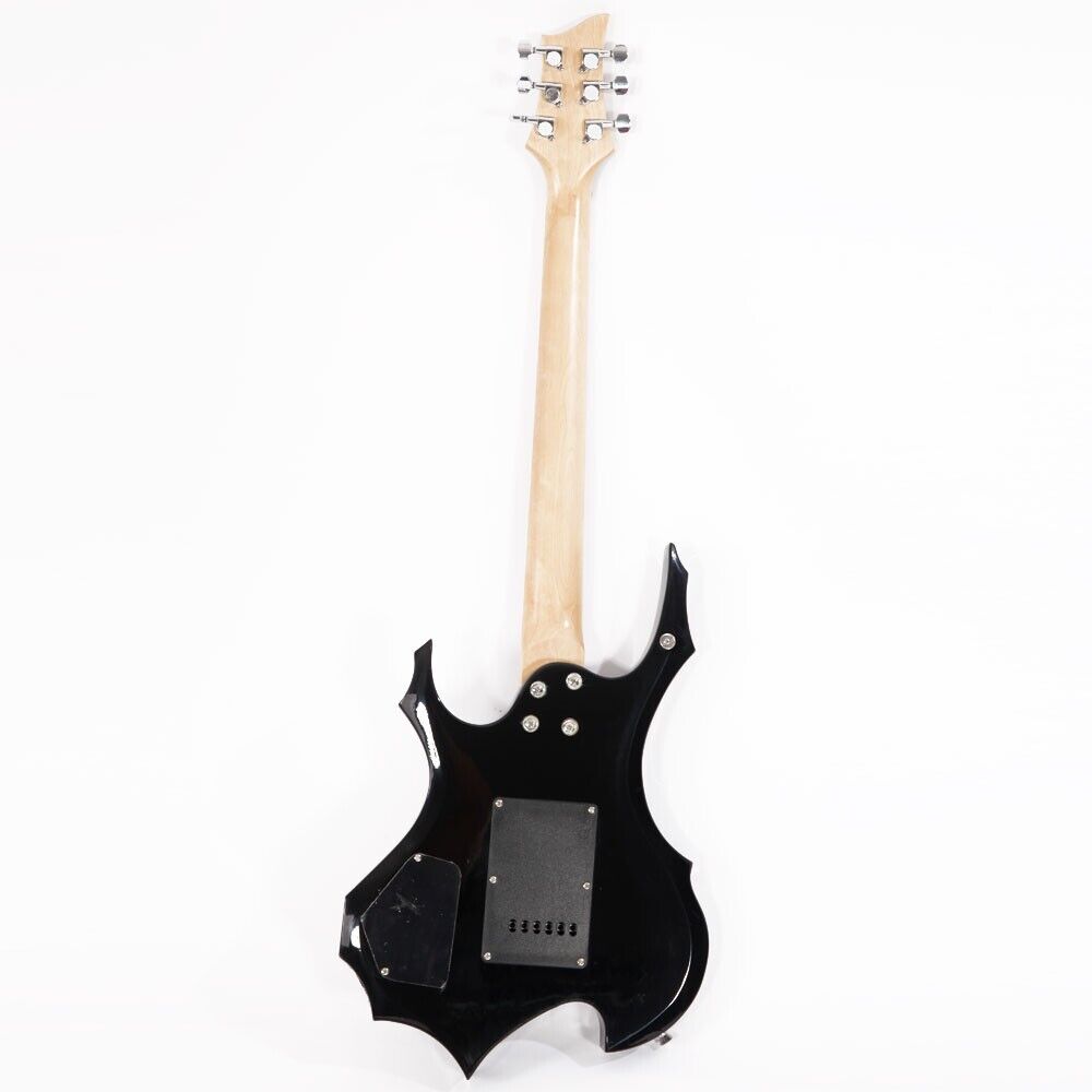 Glarry Flame 24-Frets Electric Guitar Full Set with Bag Pick Strap Tool Black
