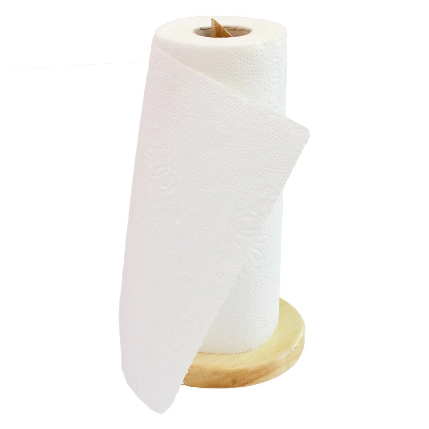 Handmade Kitchen Wooden Towel Tissue Paper Roll Holder Freestanding Rack 30cm