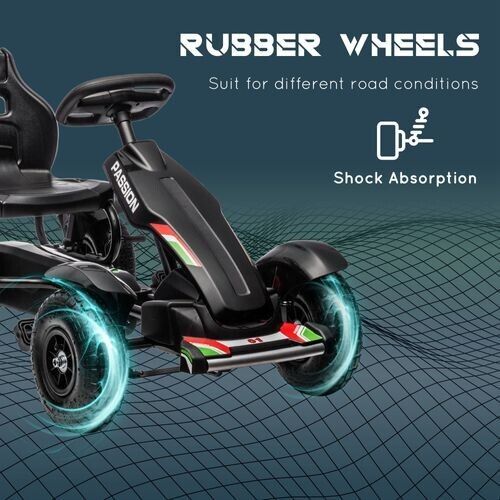Children Pedal Go Kart w/ Adjustable Seat, Inflatable Tyres Kids Gift - Black
