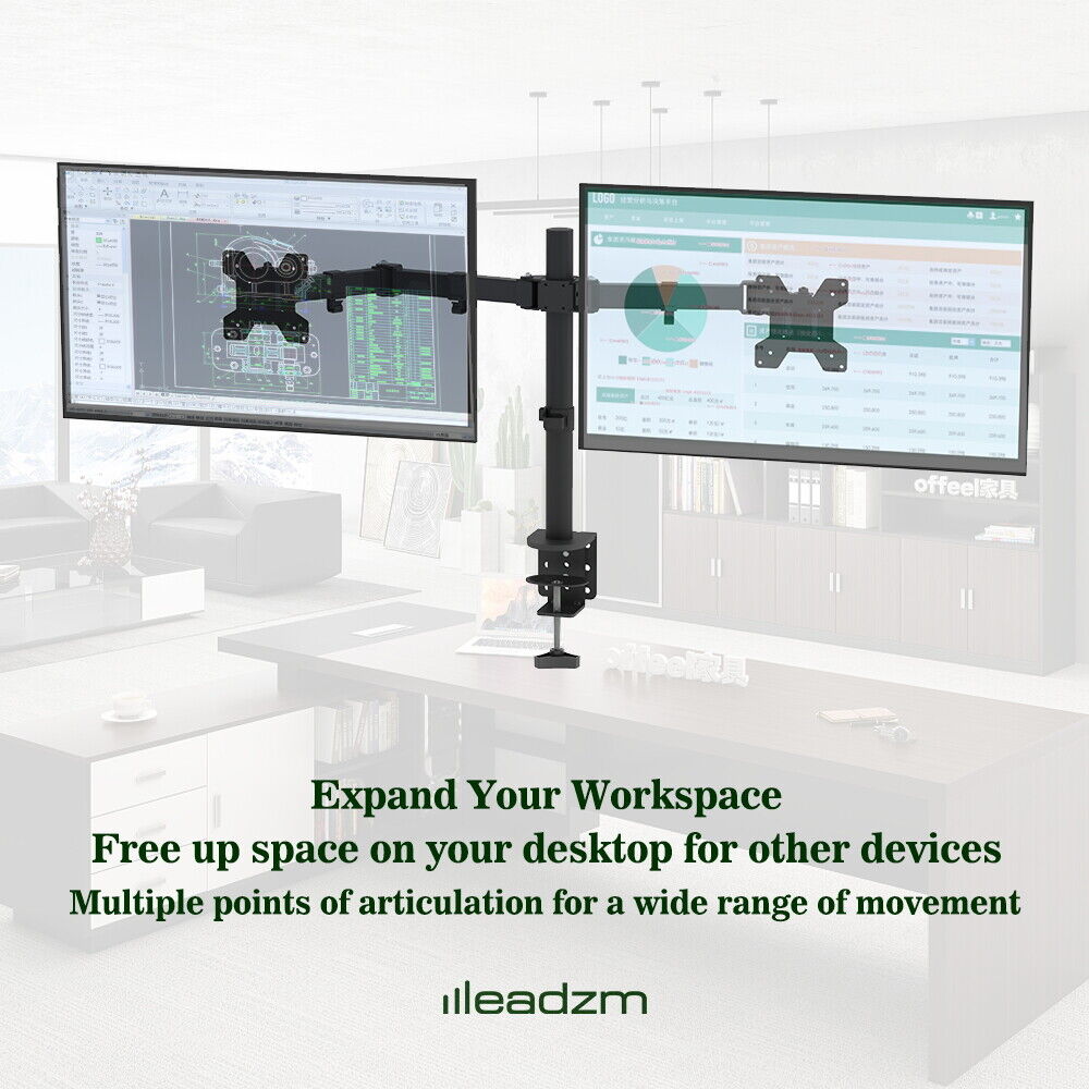 TV Stand Bracket DeskTop Monitor Table Double Fixed or Freestanding 13-27 inch