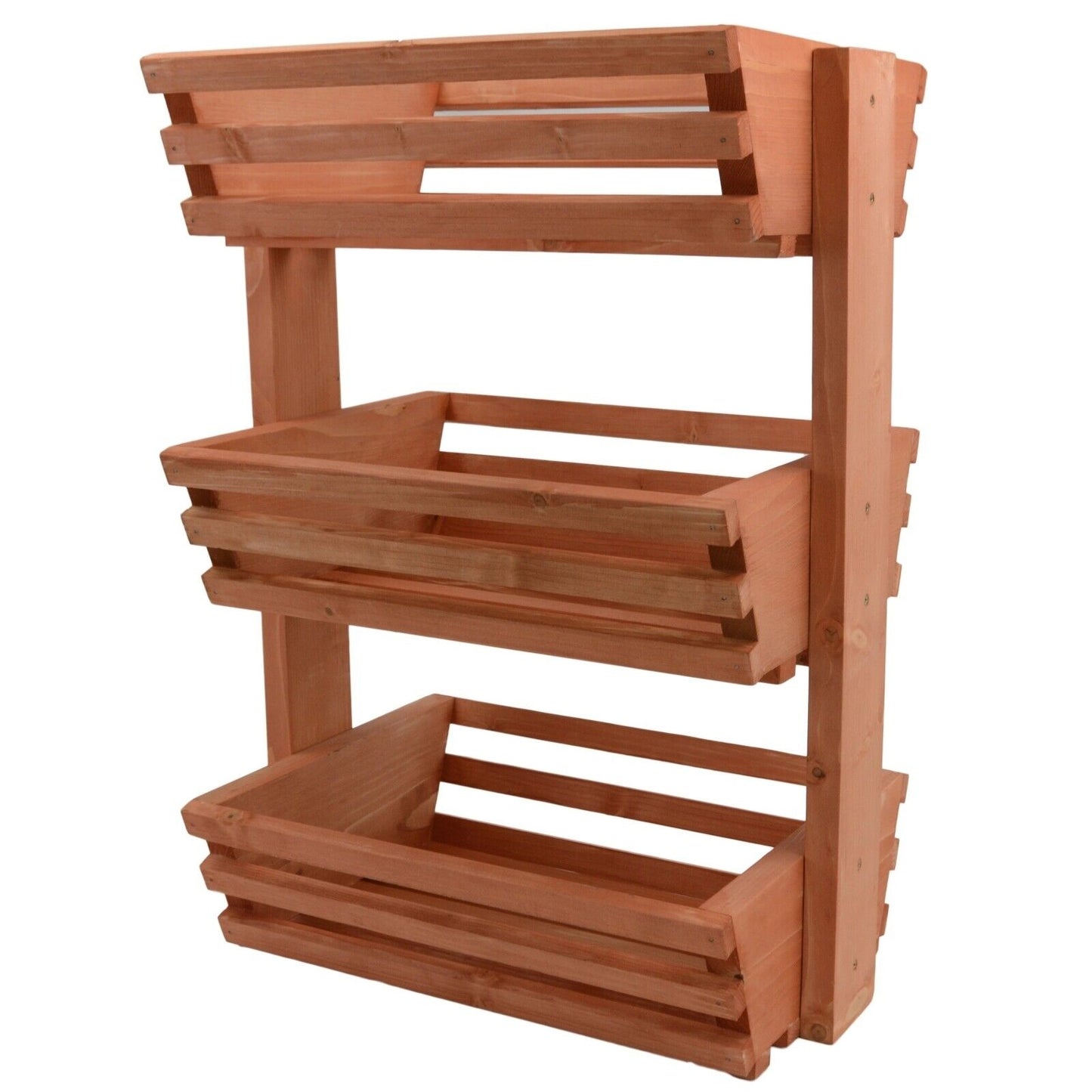 3 Tier Fruit Basket Handmade Natural Wood Holder Rack Vegetable Storage Stand