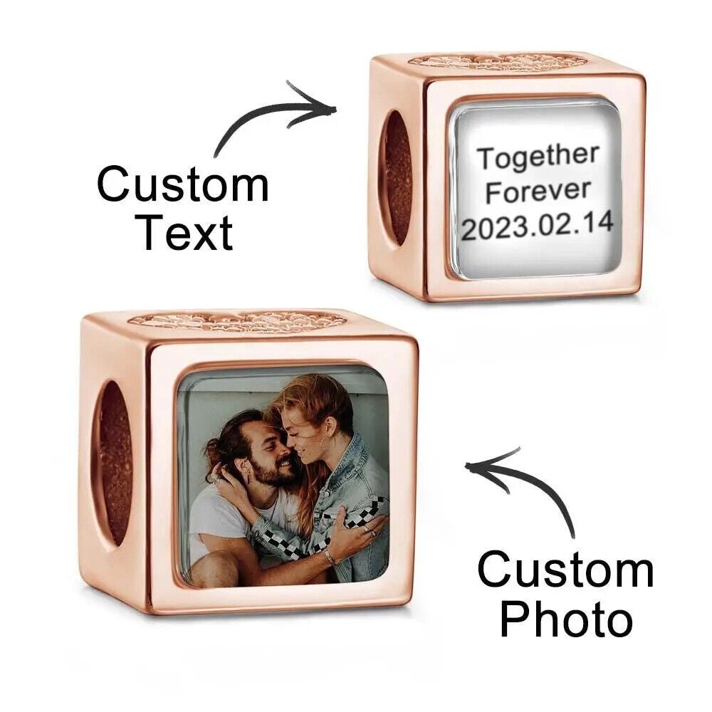 Personalised Charm Photo Heart Engraved, Christmas, Baby, Birthday, Women Gift