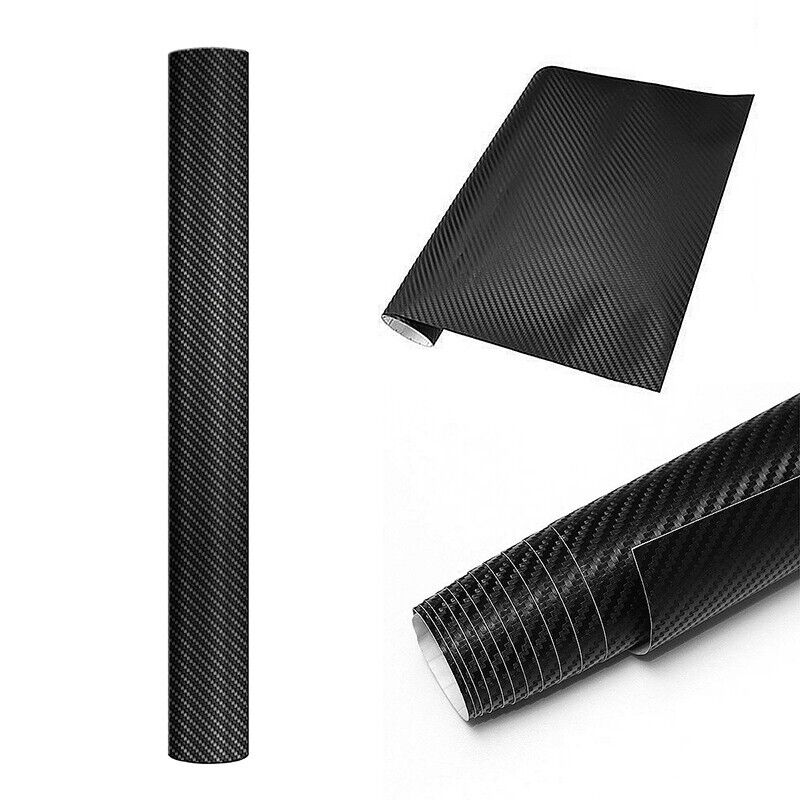 30x152cm PVC 5D Carbon Fiber Vinyl Foil Film Car Wrap Roll Sticker Decal Black