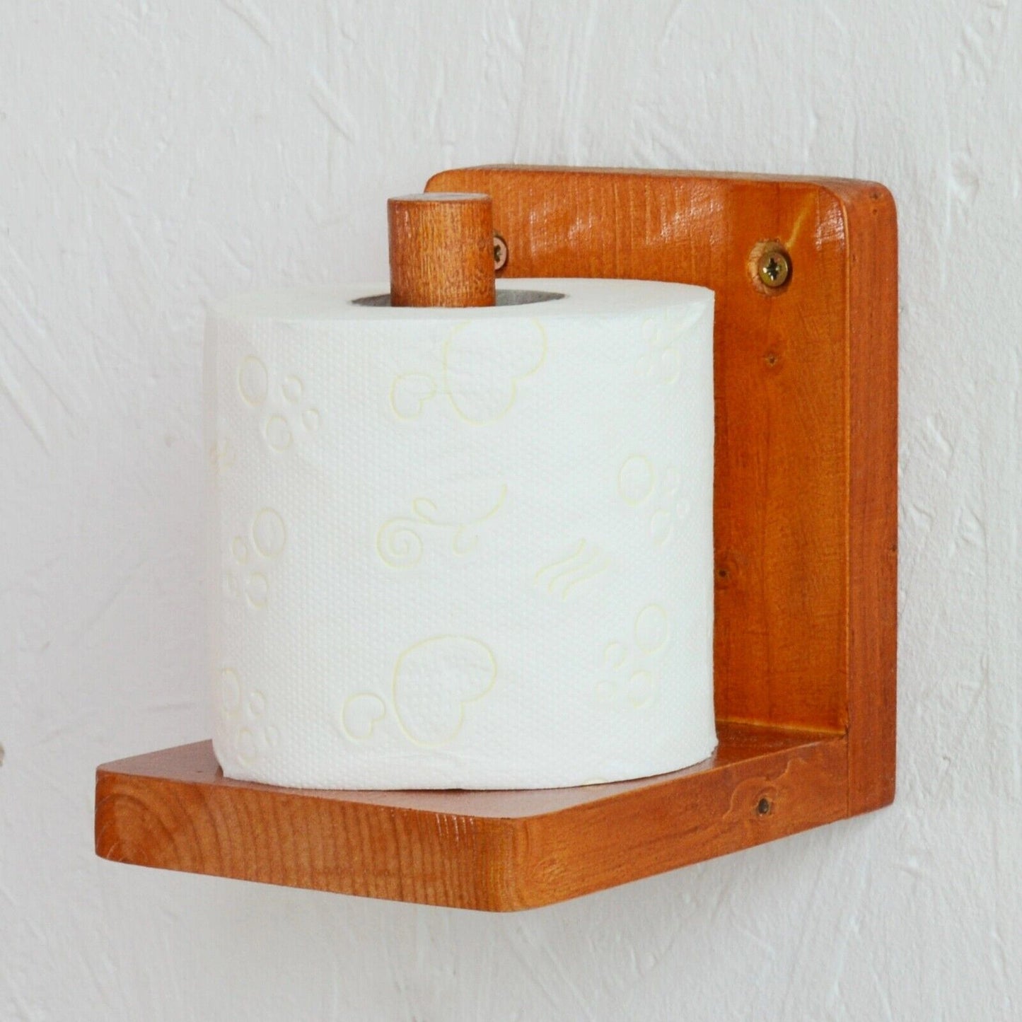 Wooden Toilet Loo Roll Holder Tissue Storage Wall Mounted Unique Accessory