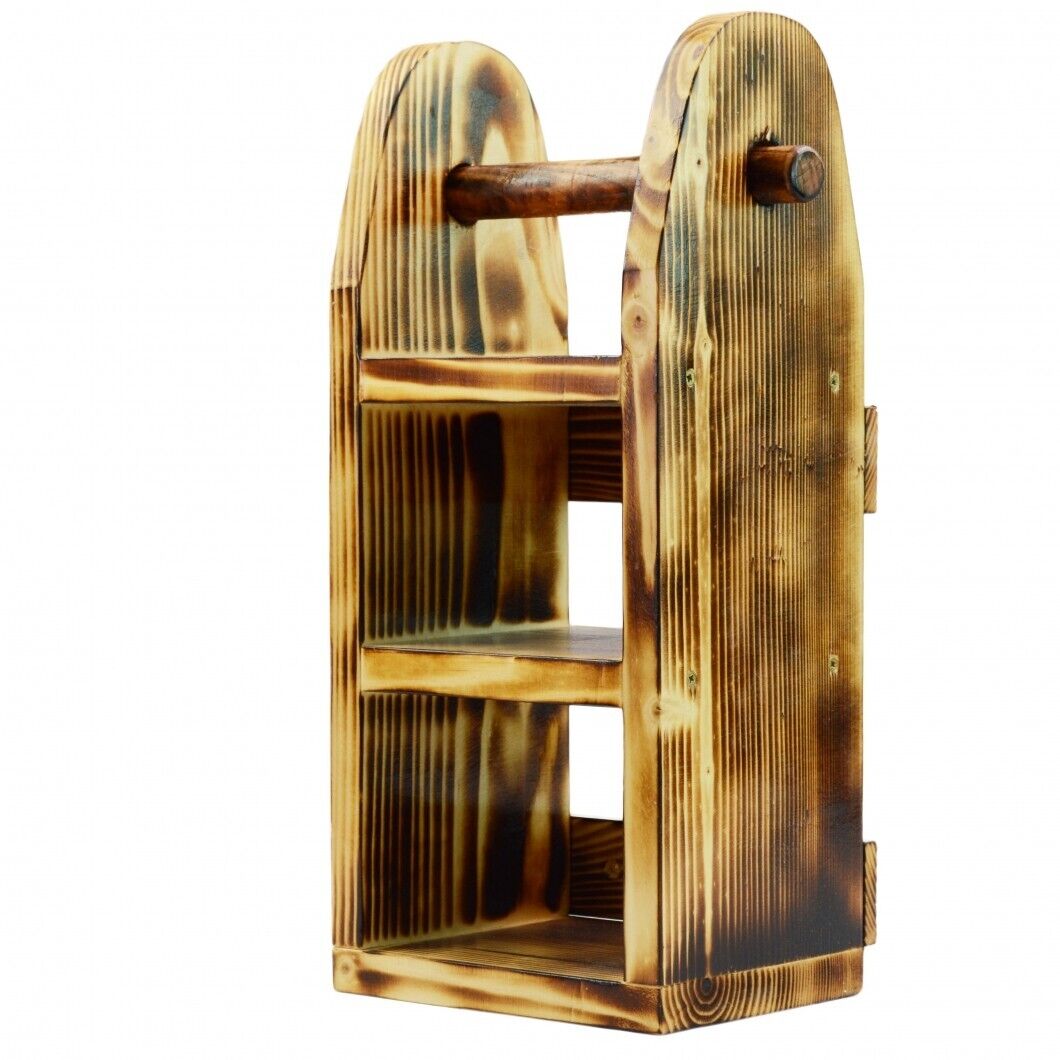 Wooden Toilet Paper Roll Holder Bathroom Storage Shelf Natural Wood Wall Mounted
